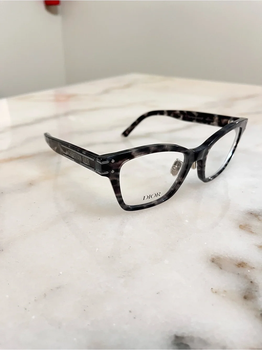 Dior Gray Tortoiseshell Square Optical Glasses